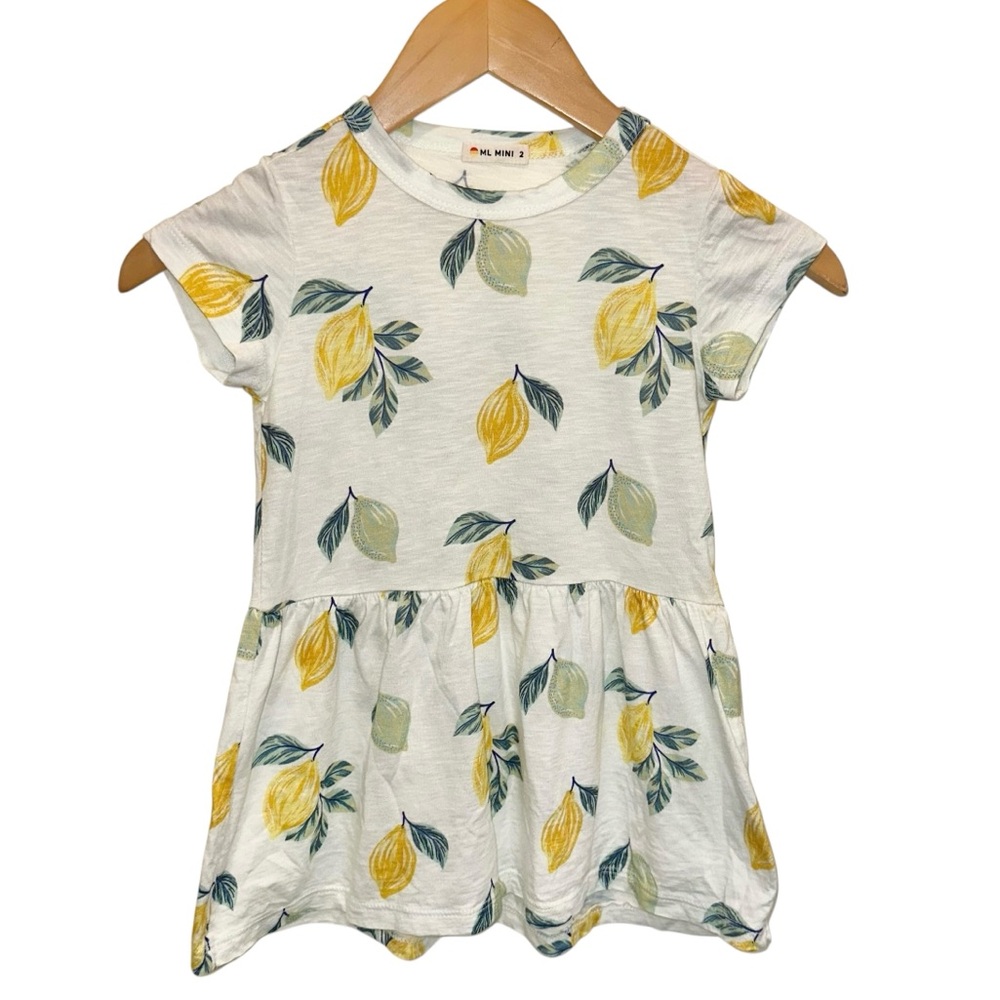 Marine Layer Mini Lemon Lime Print Supima Cotton Blend Short Sleeve Dress Size 2